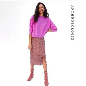 Maeve by Anthropologie Alicia Sequined High Waisted Midi Skirt in Rose Pink SP